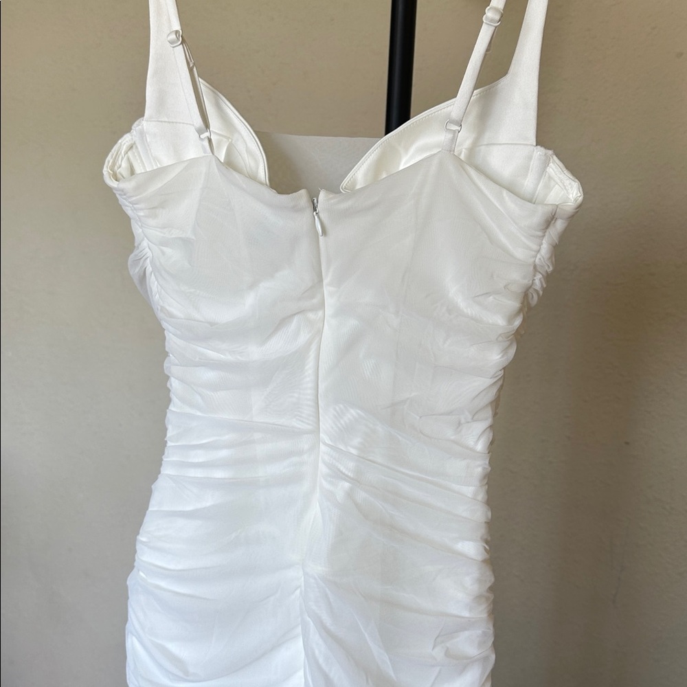 HOUSE OF CB Lini White Mesh Maxi Dress white ruched size L regular cup A-C NWOT - Picture 13 of 17
